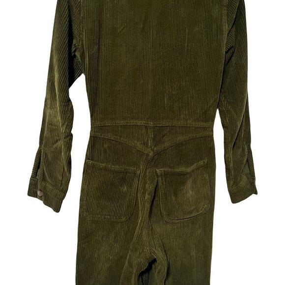 Reformation Jeans Front Zip Carolina Corduroy Jumpsuit Size 0 Army Green - Picture 5 of 10